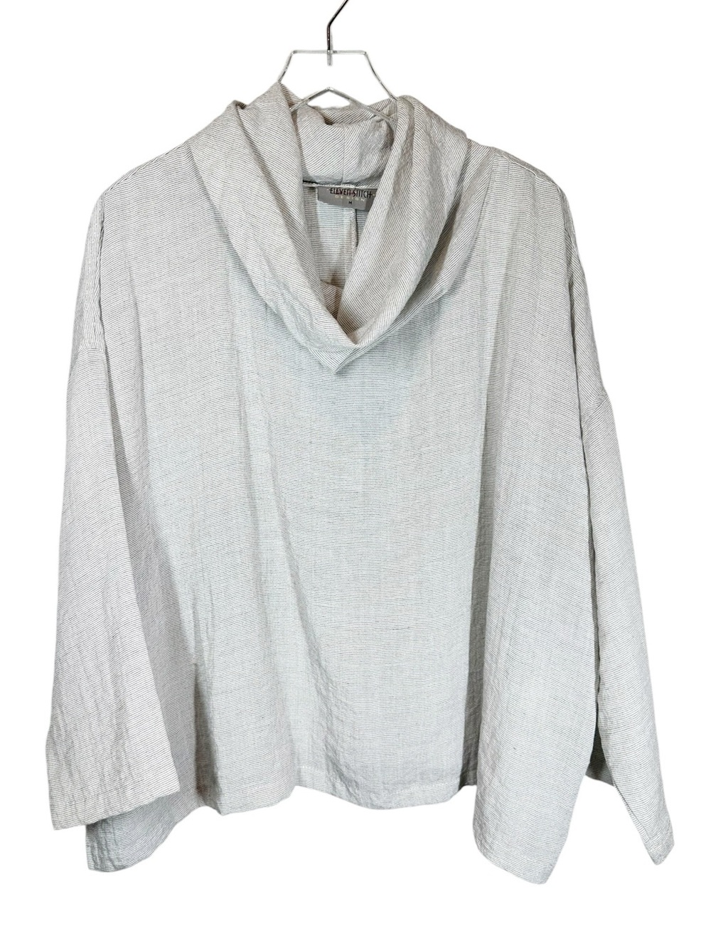 Eleven Stitch Design Women's Medium Lagenlook Cowl Neck Striped Pullover